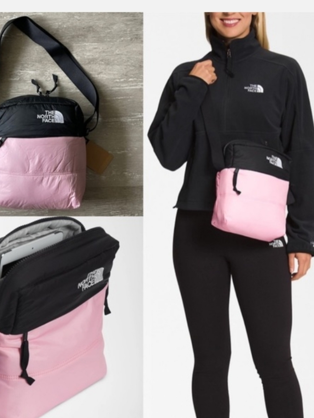 The North Face Pink and Black Crossbody Bag NWT